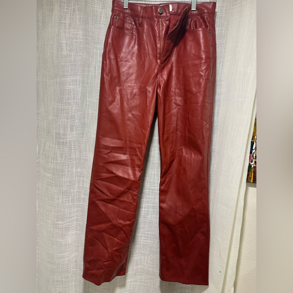 Gently worn Pistola red leather pants